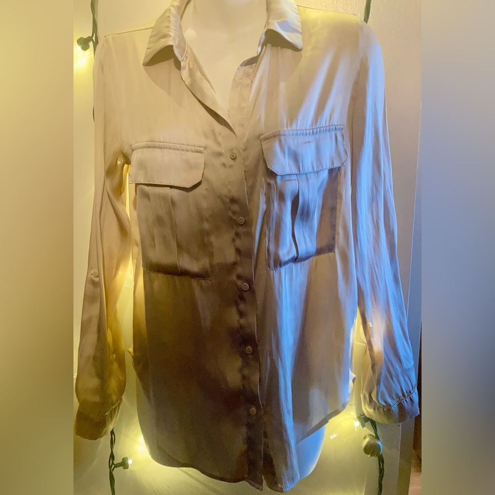 H&M Ivory Satin Blouse Top